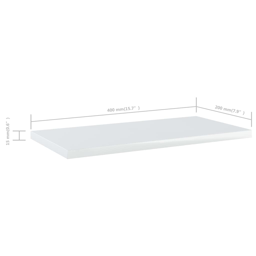 Bookshelf Boards 8 pcs High Gloss White 40x20x1.5 cm Engineered Wood