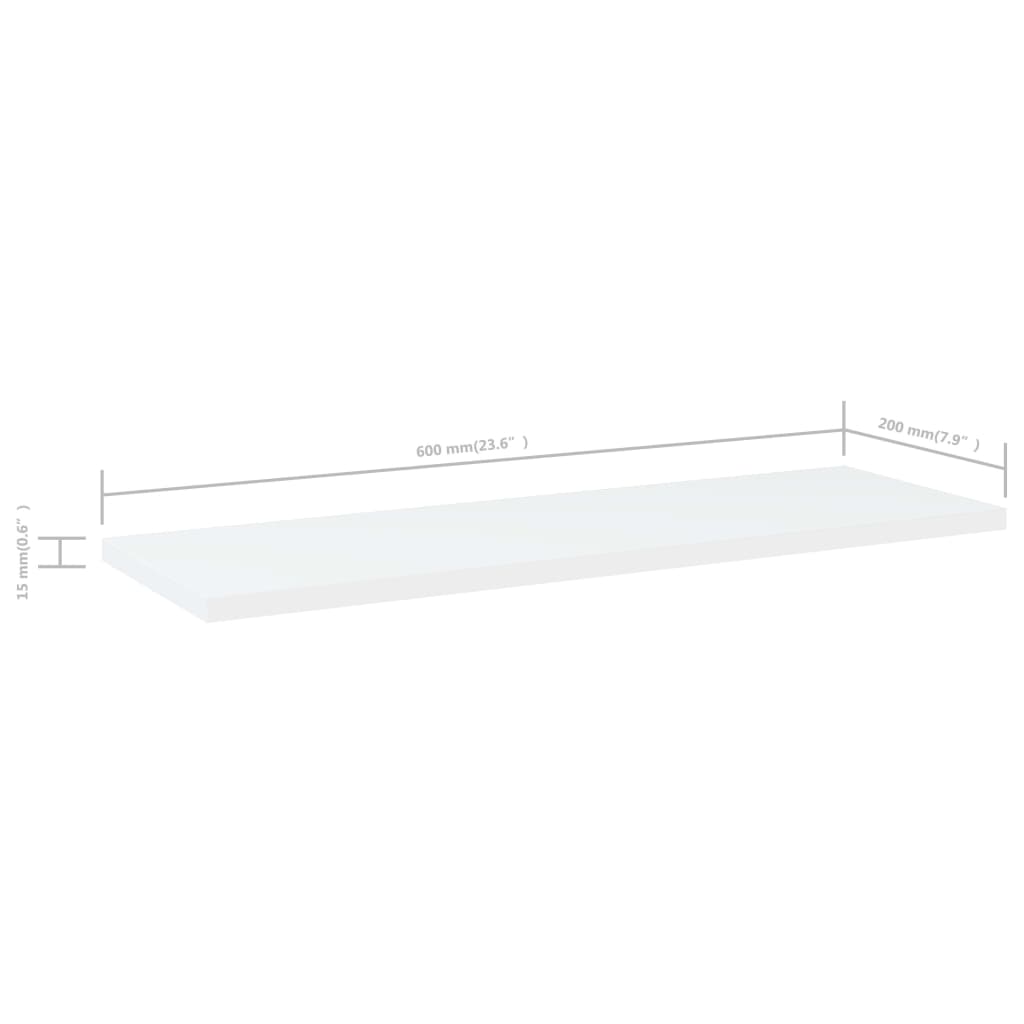 Bookshelf Boards 8 pcs White 60x20x1.5 cm Engineered Wood