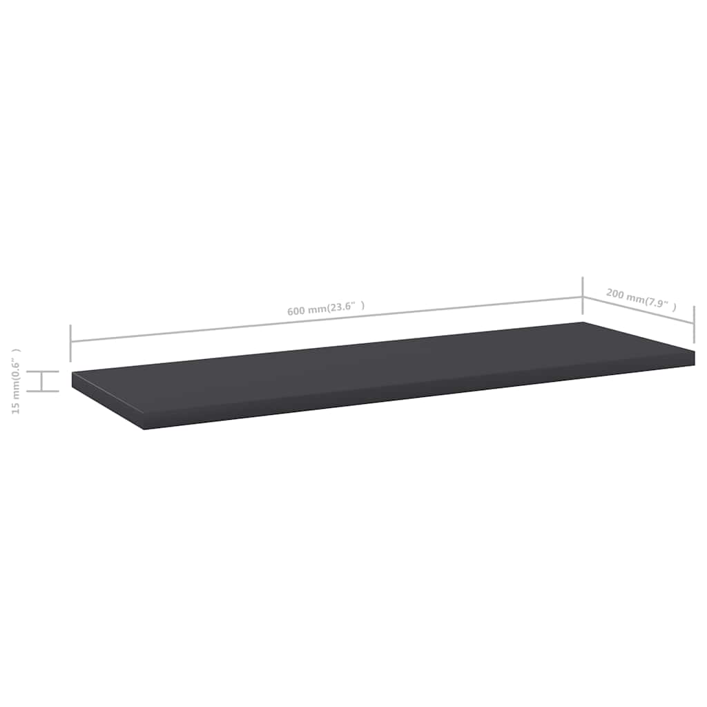 Bookshelf Boards 8 pcs Grey 60x20x1.5 cm Engineered Wood