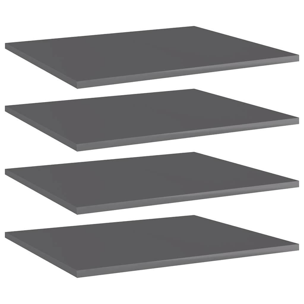 Bookshelf Boards 4 pcs High Gloss Grey 60x50x1.5 cm Engineered Wood