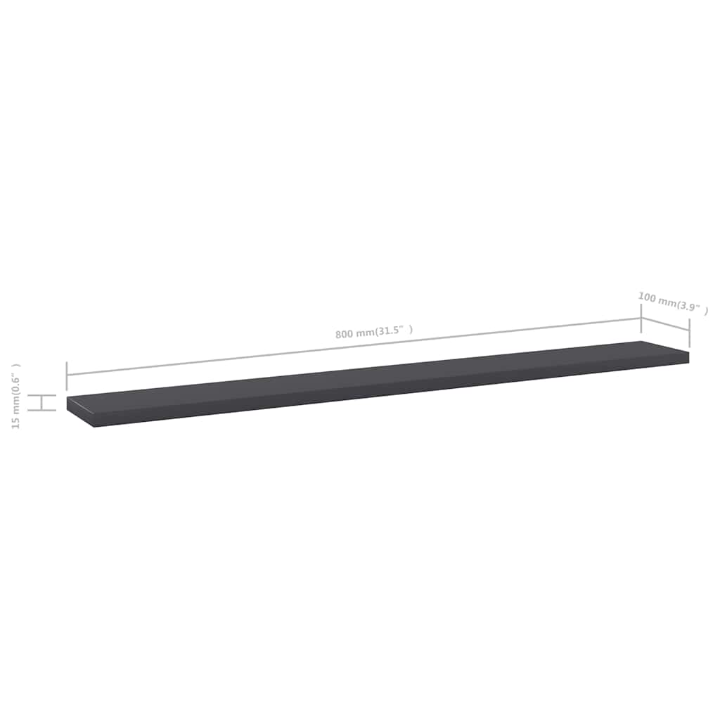 Bookshelf Boards 8 pcs Grey 80x10x1.5 cm Engineered Wood