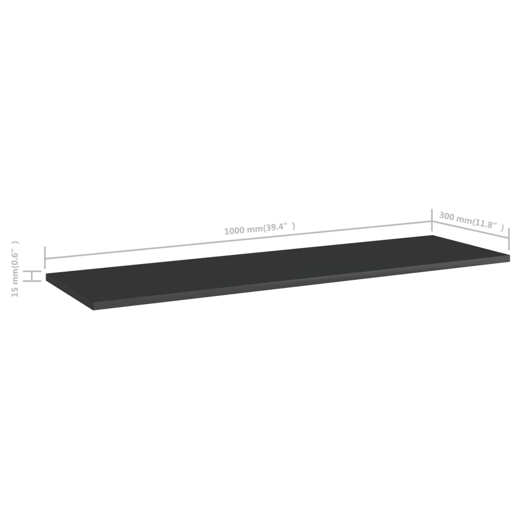 Bookshelf Boards 4 pcs High Gloss Black 100x30x1.5 cm Engineered Wood