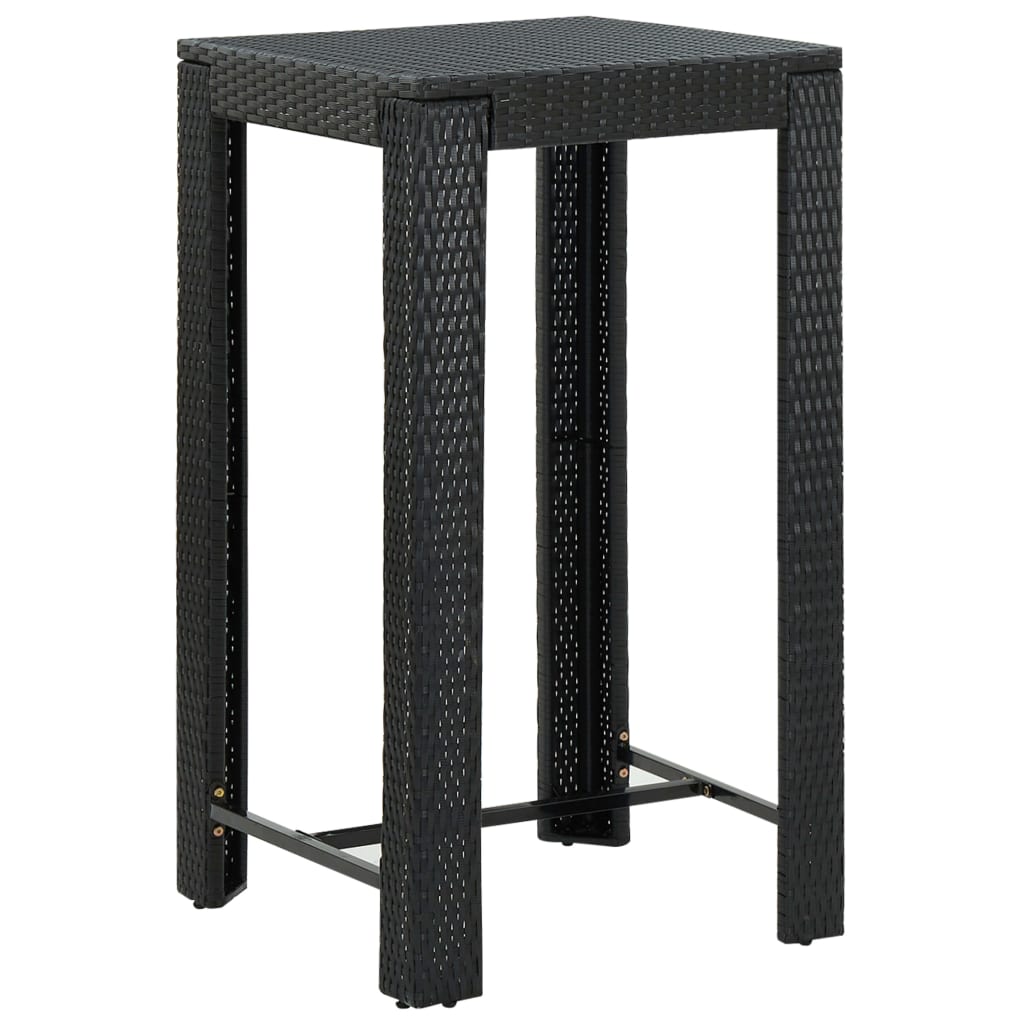 5 Piece Outdoor Bar Set with Cushions Poly Rattan Black