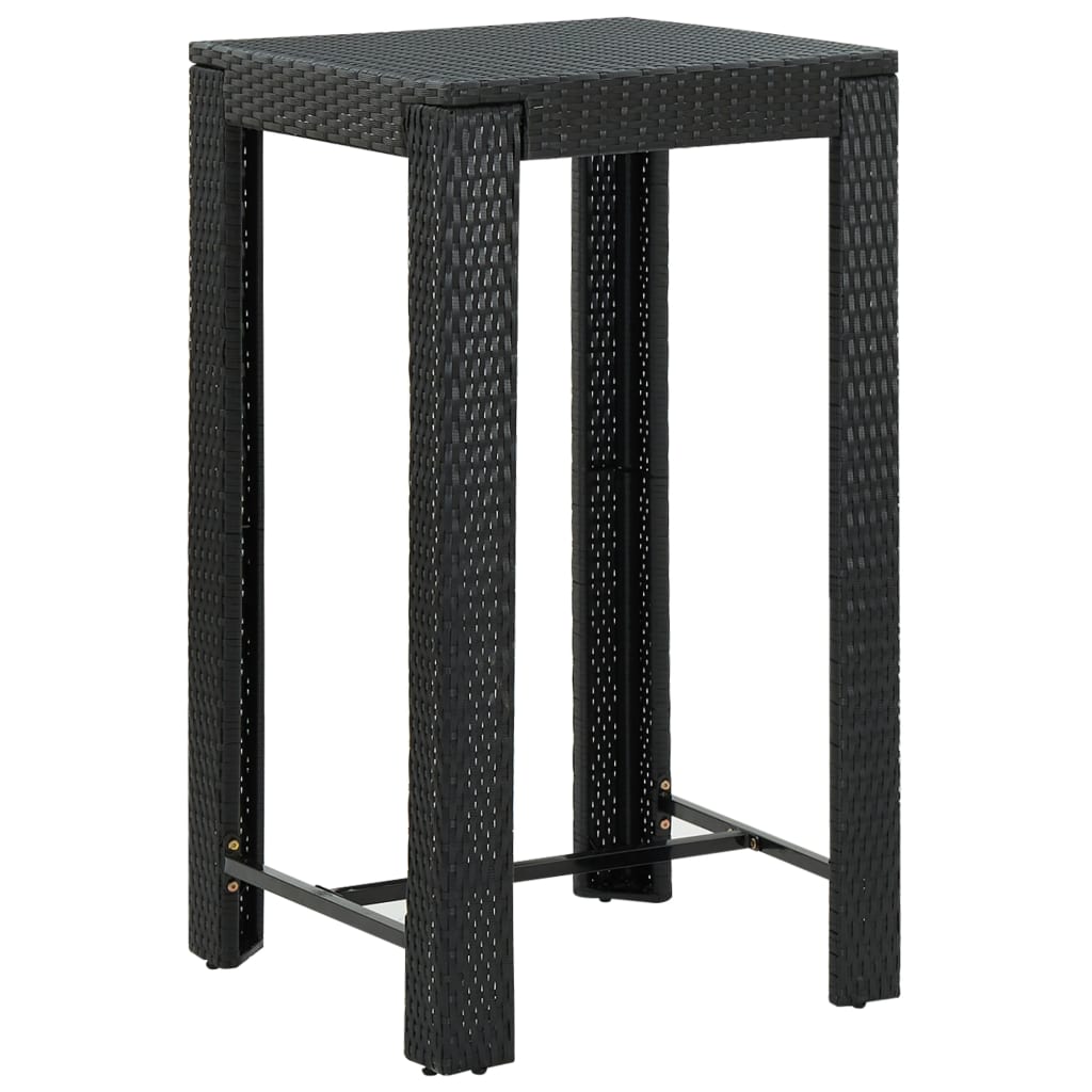 5 Piece Outdoor Bar Set with Armrest Poly Rattan Black