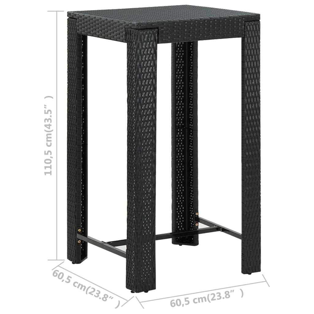 5 Piece Outdoor Bar Set with Armrest Poly Rattan Black