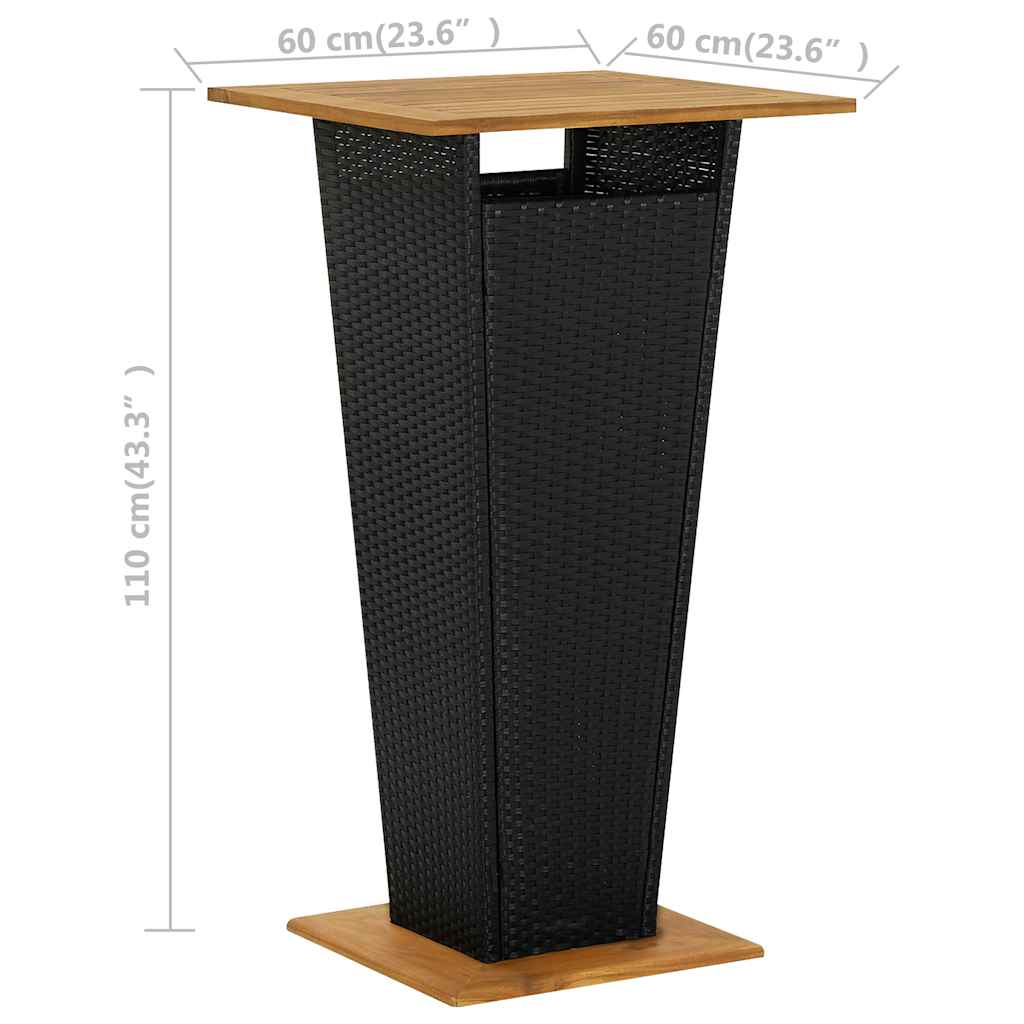 5 Piece Garden Bar Set with Cushions Poly Rattan Black