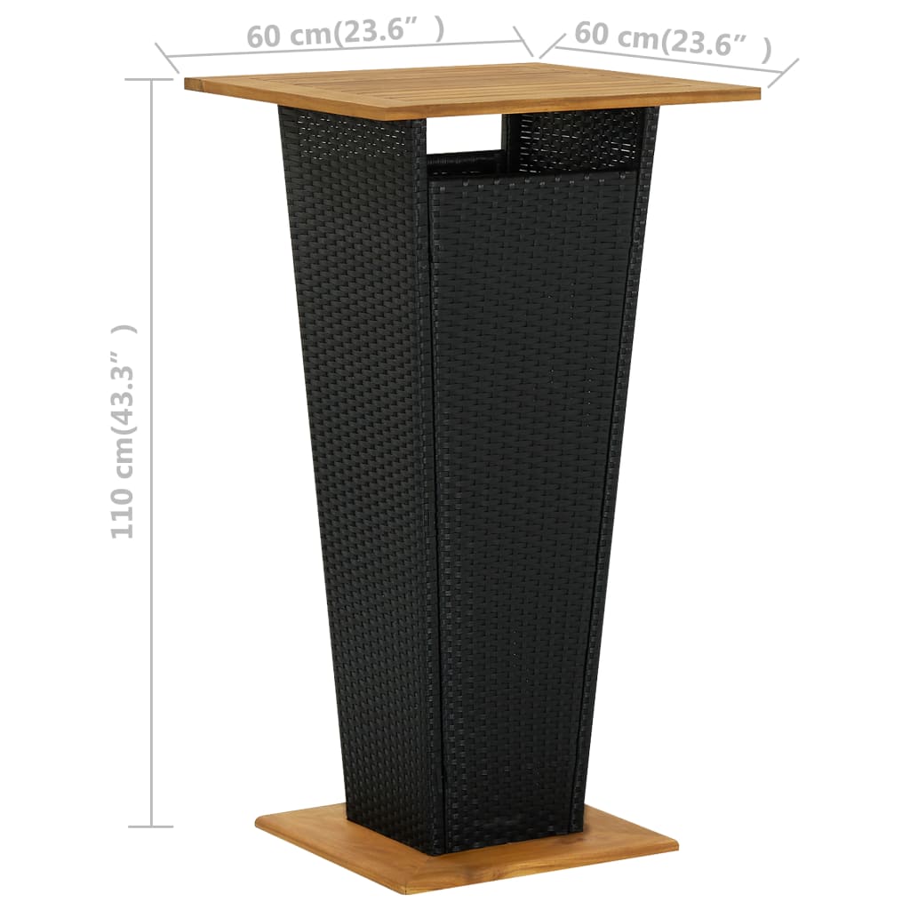 3 Piece Garden Bar Set Black