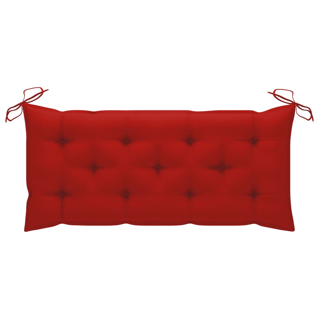 Garden Bench with Red Cushion 120 cm Solid Teak Wood