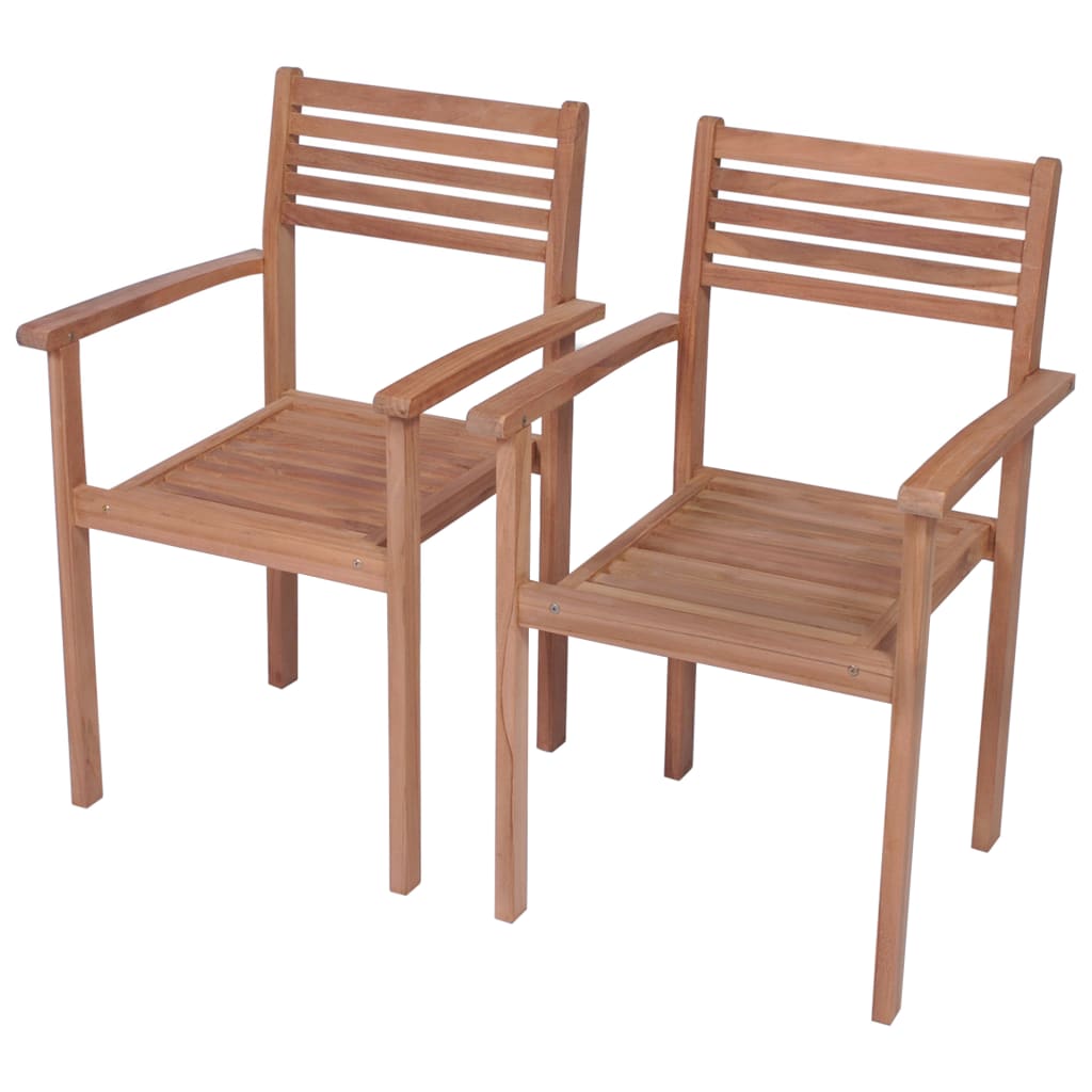 Garden Chairs 2 pcs with Cream White Cushions Solid Teak Wood
