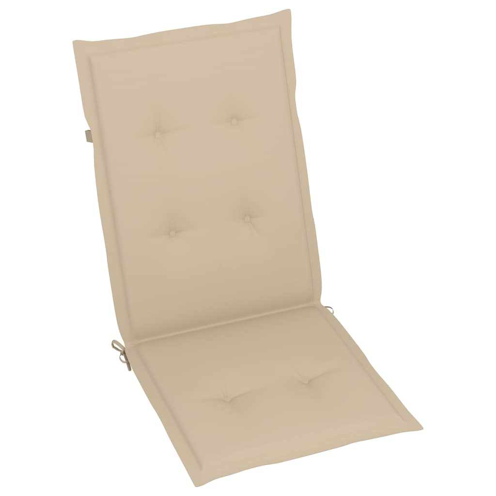 Folding Chairs 2 pcs with Beige Cushions Solid Teak Wood
