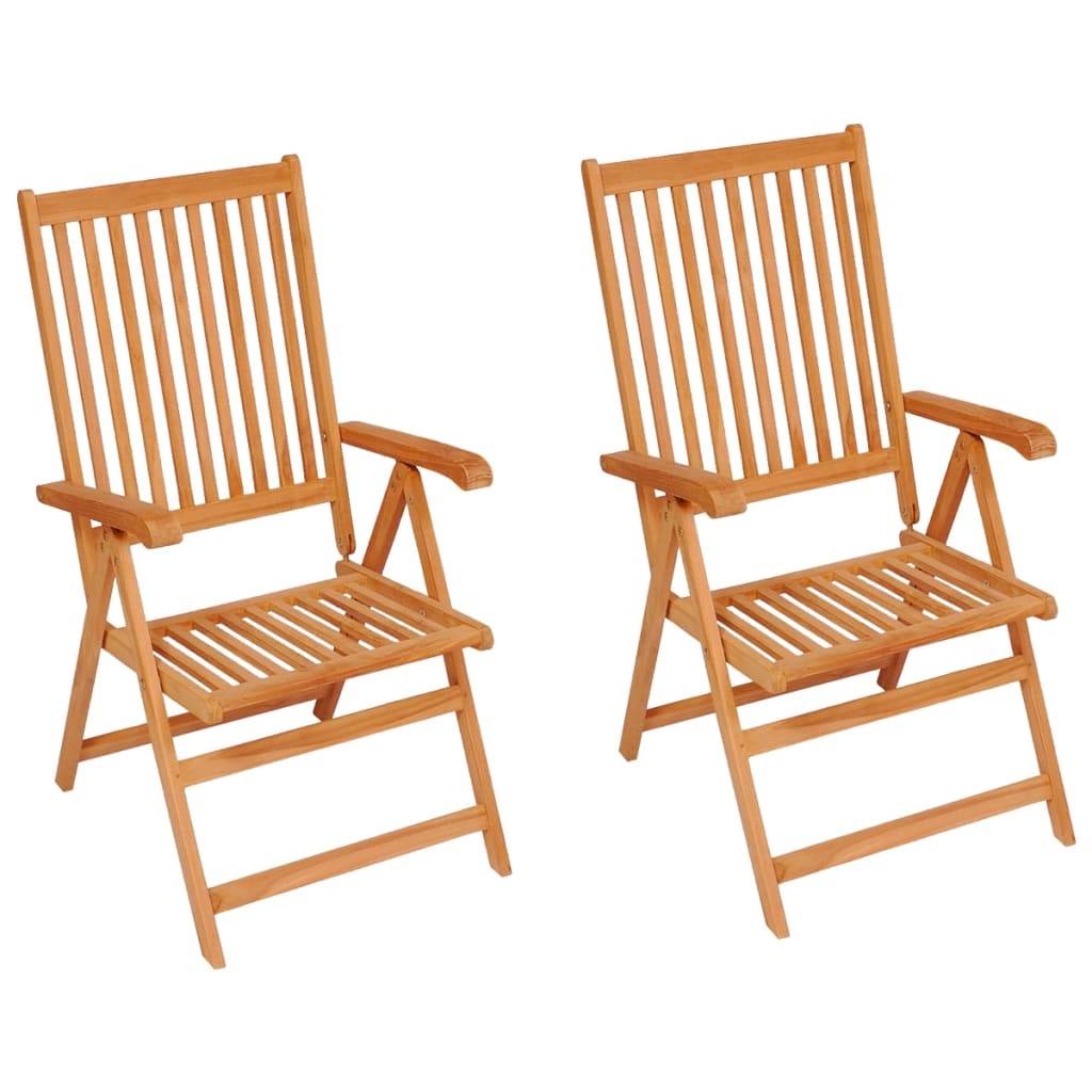 Folding Chairs 2 pcs with Cream Cushions Solid Teak Wood