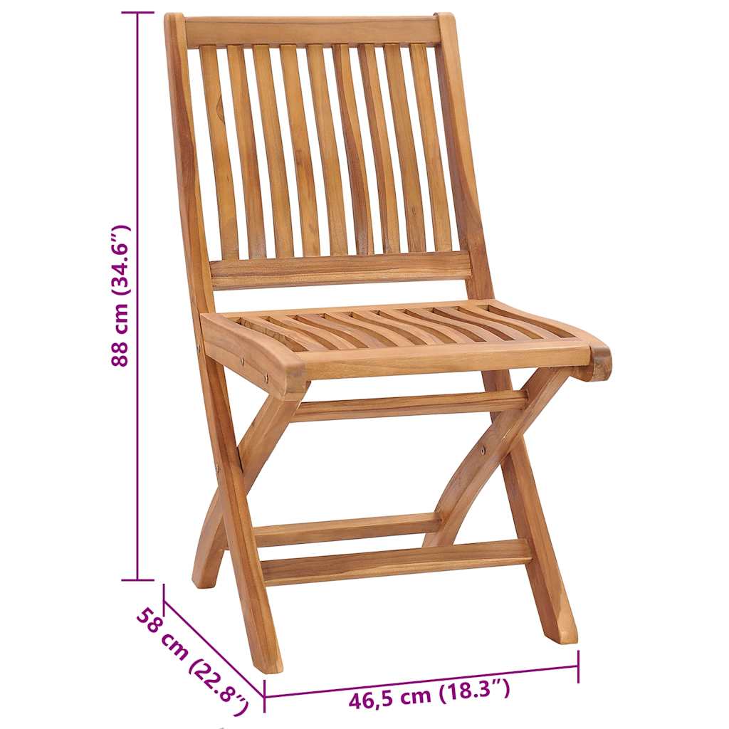 Folding Chairs 2 pcs with Grey Cushions Solid Teak Wood