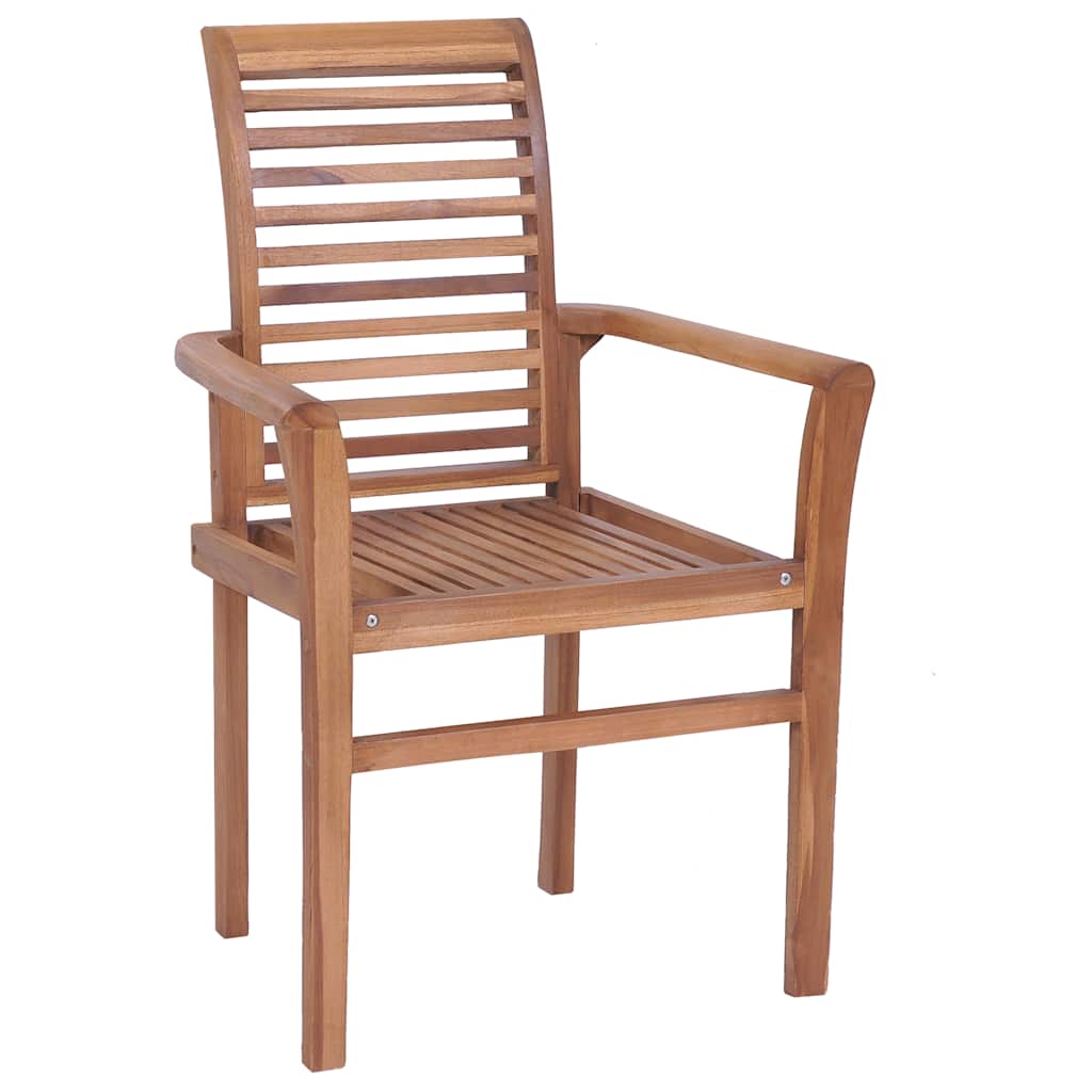 Dining Chairs 2 pcs with Grey Cushions Solid Teak Wood