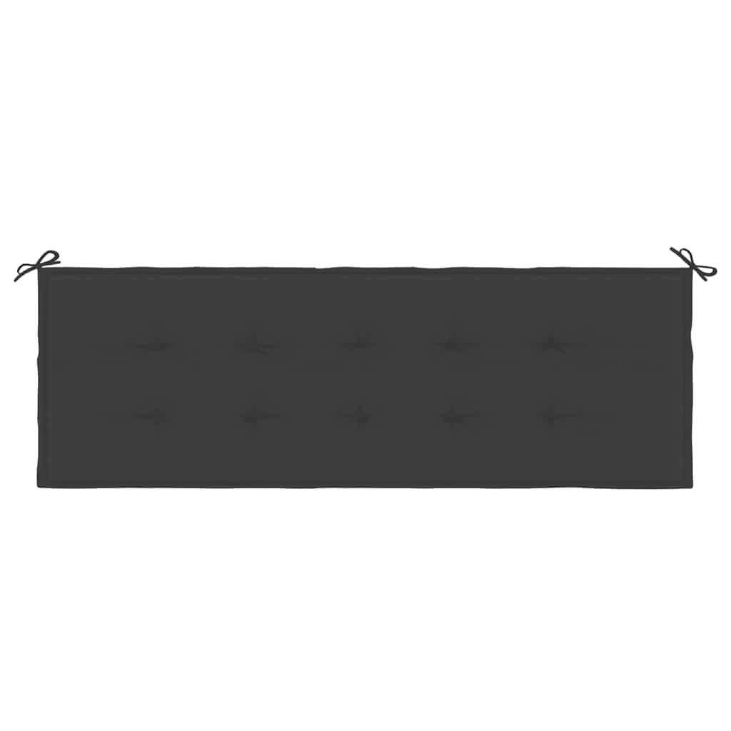 Garden Bench with Black Cushion 150 cm Solid Teak Wood