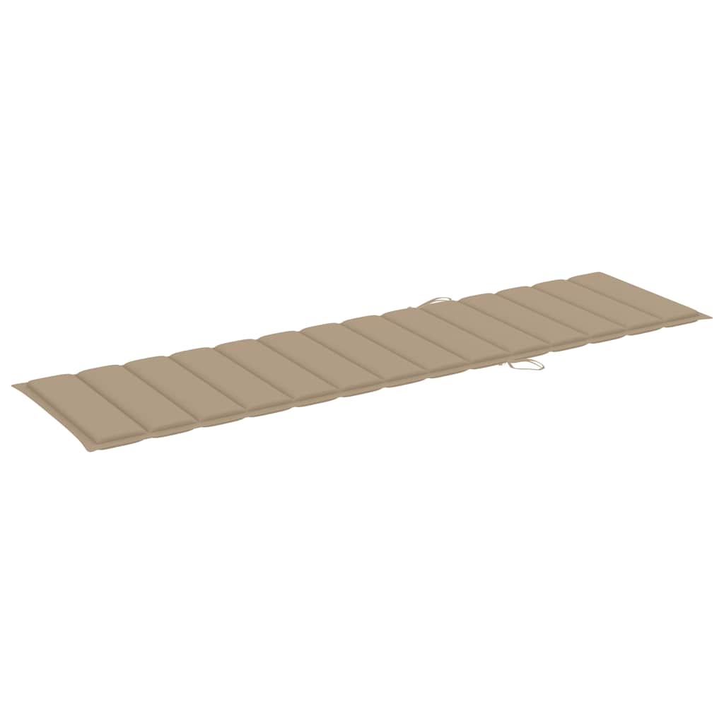 Sun Lounger with Beige Cushion Solid Teak Wood