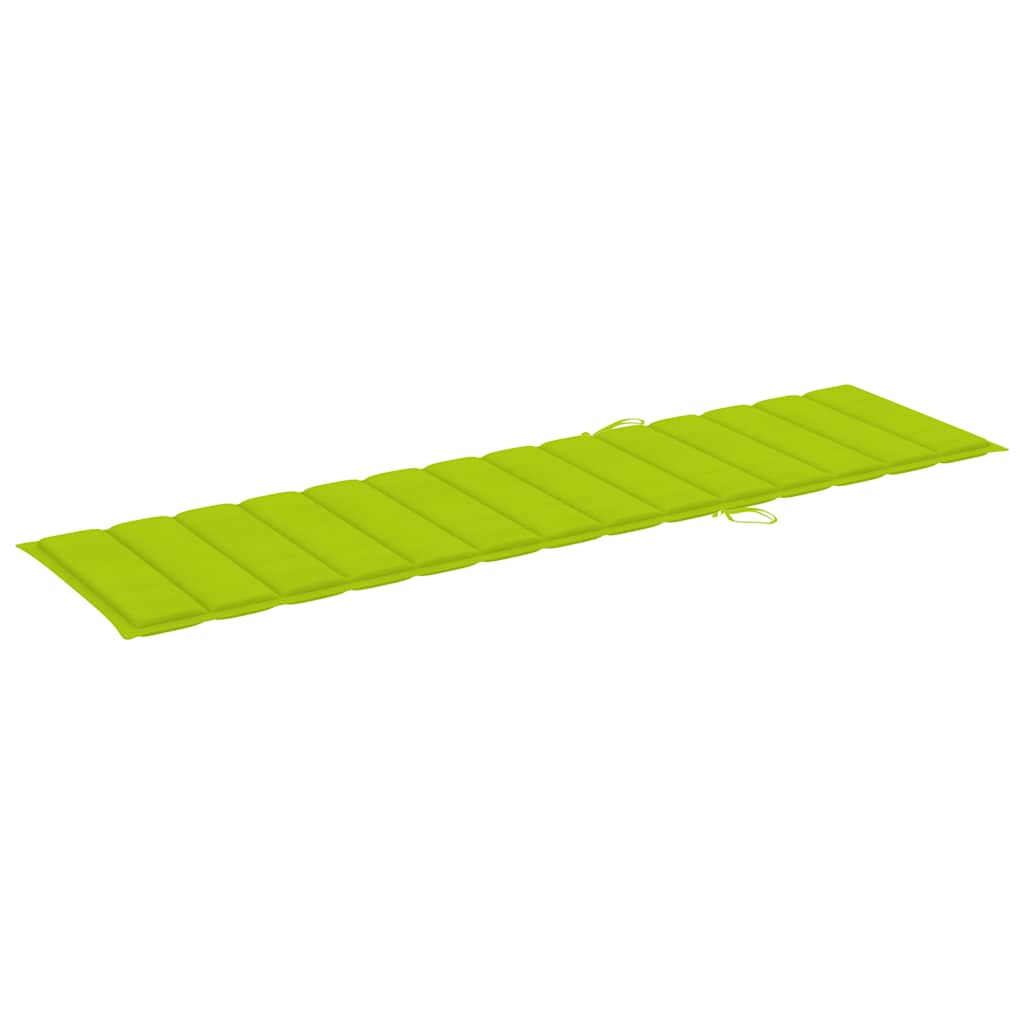 Sun Lounger with Bright Green Cushion Solid Teak Wood