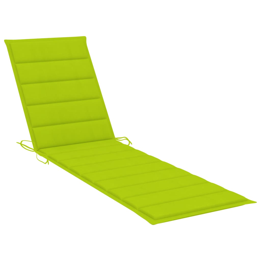Sun Lounger with Bright Green Cushion Solid Teak Wood