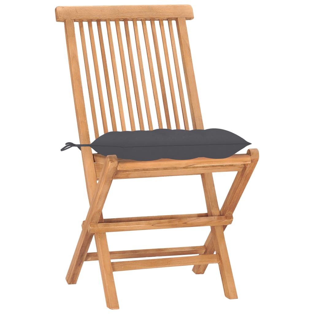 3 Piece Folding Outdoor Dining Set with Cushion Solid Wood Teak