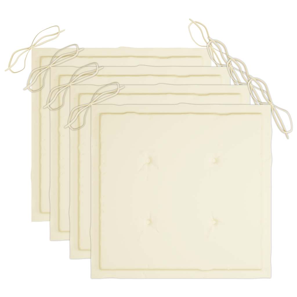 5 Piece Folding Outdoor Dining Set with Cushions Bamboo