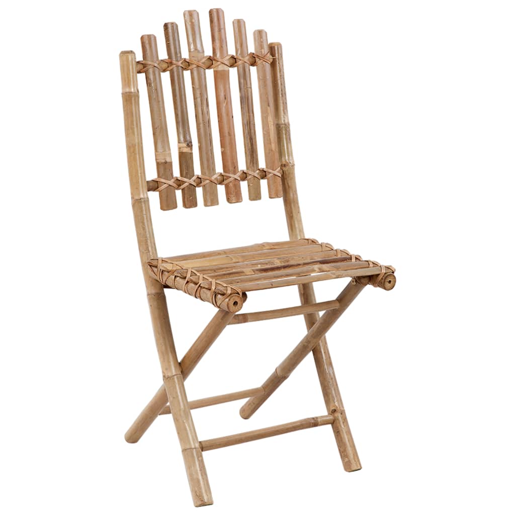 Folding Chairs 2 pcs with Cushions Bamboo