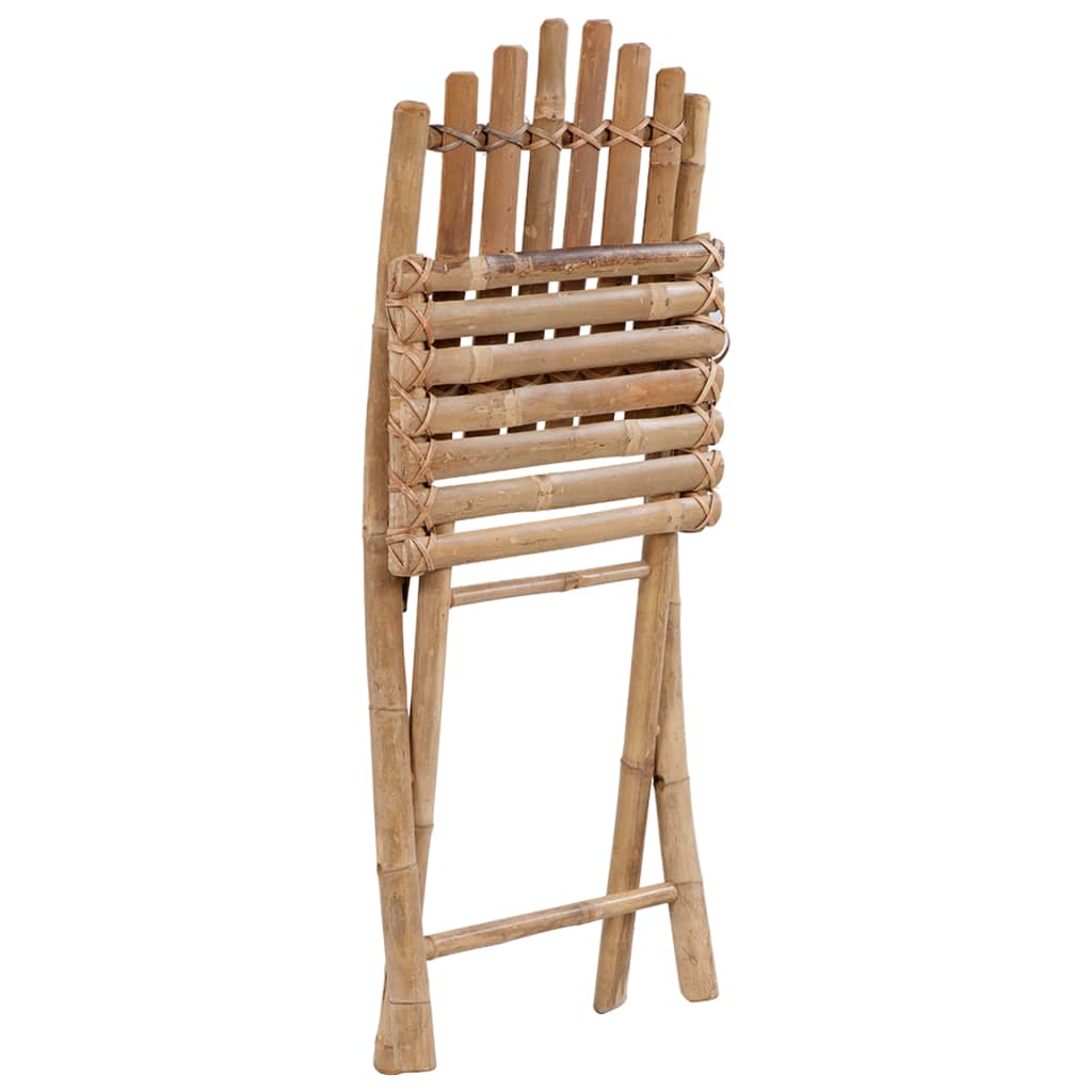 Folding Chairs 2 pcs with Cushions Bamboo