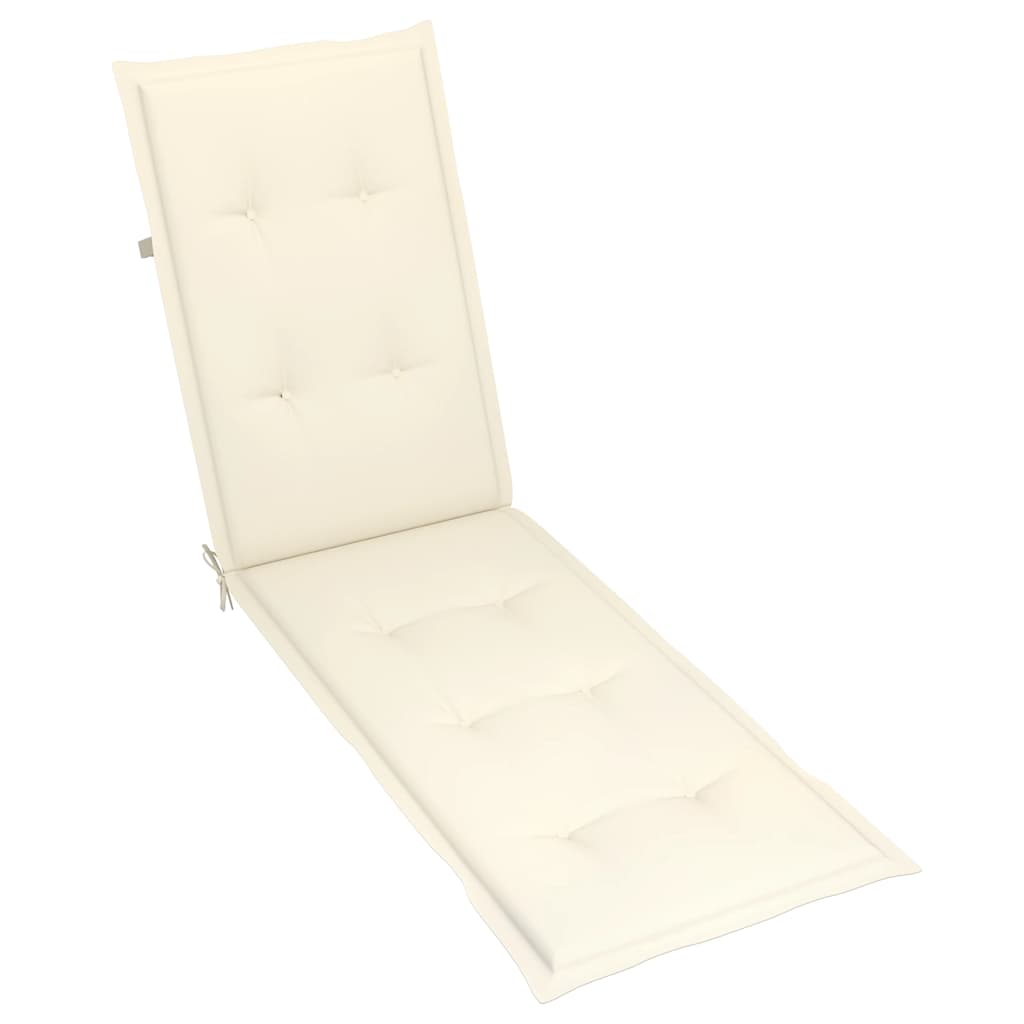 Outdoor Deck Chair with Footrest and Cushion Solid Acacia Wood