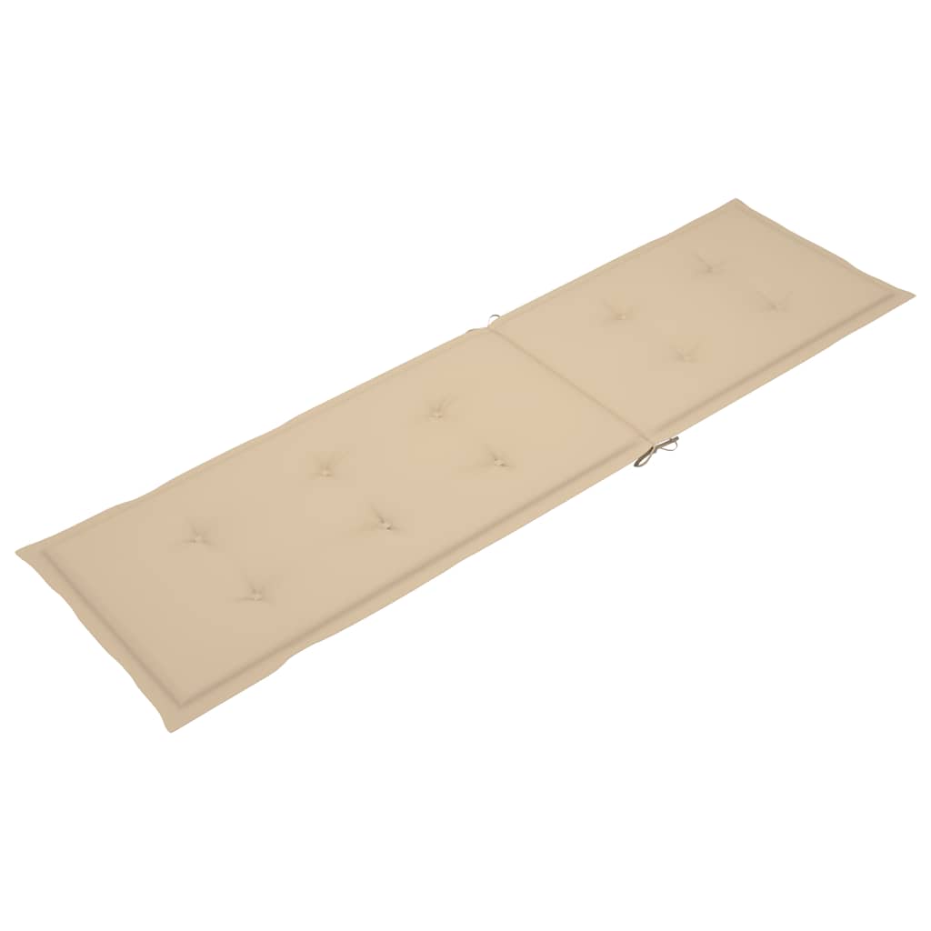 Outdoor Deck Chair with Footrest and Cushion Solid Acacia Wood
