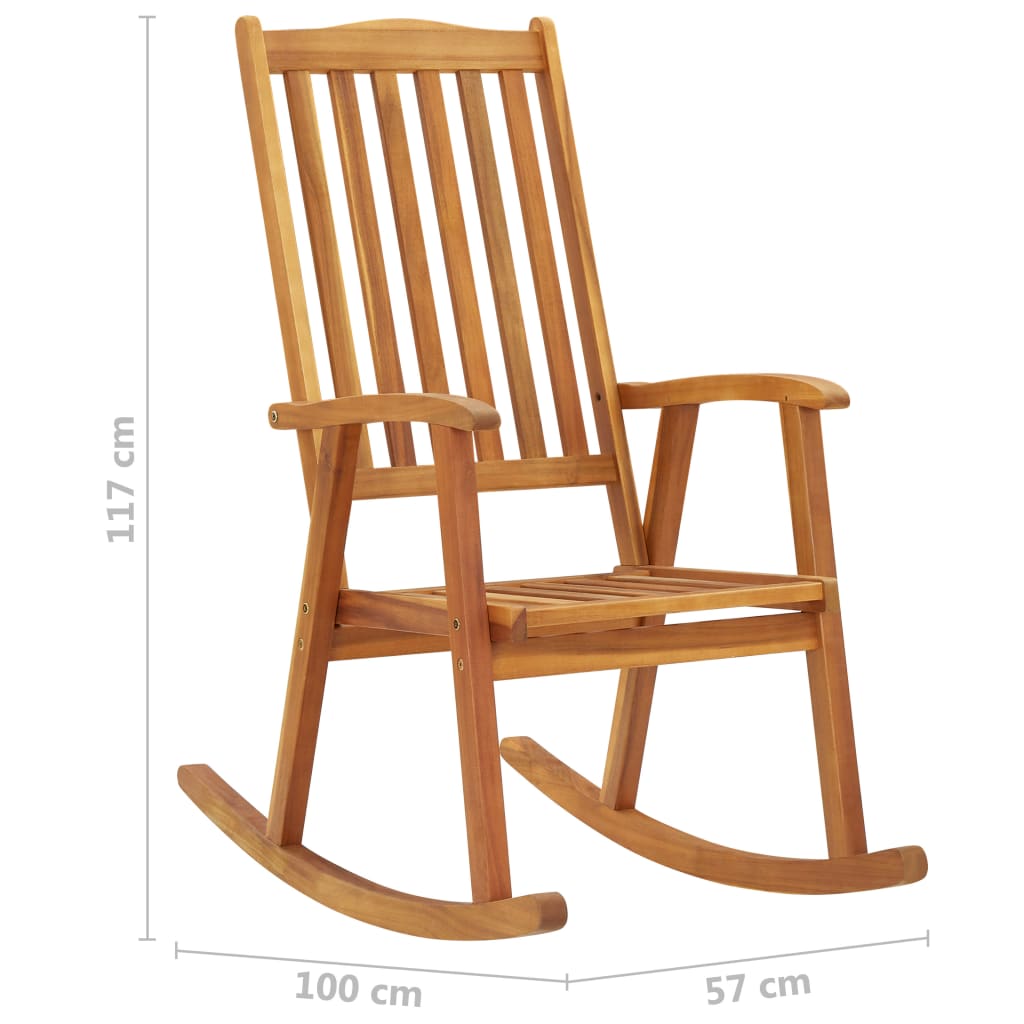 Rocking Chair with Cushions Solid Acacia Wood