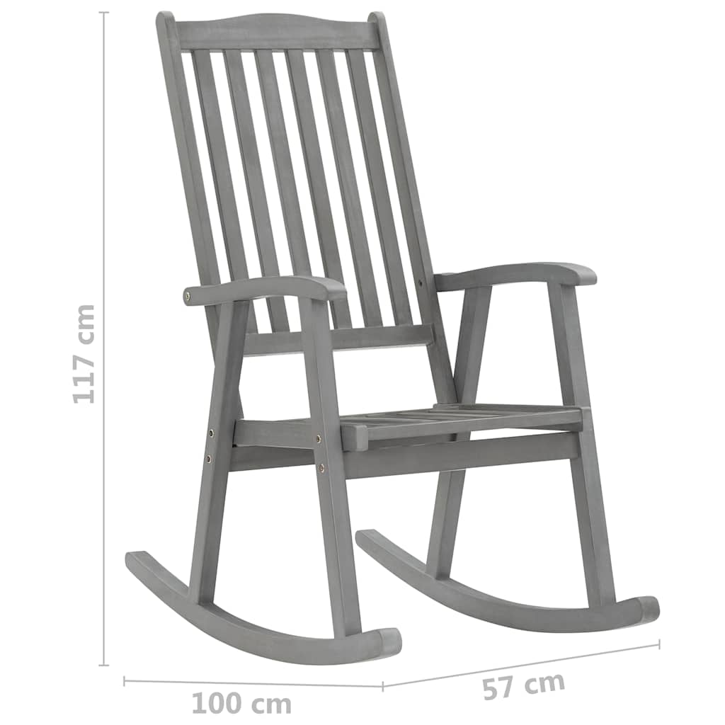 Rocking Chair with Cushions Grey Solid Acacia Wood