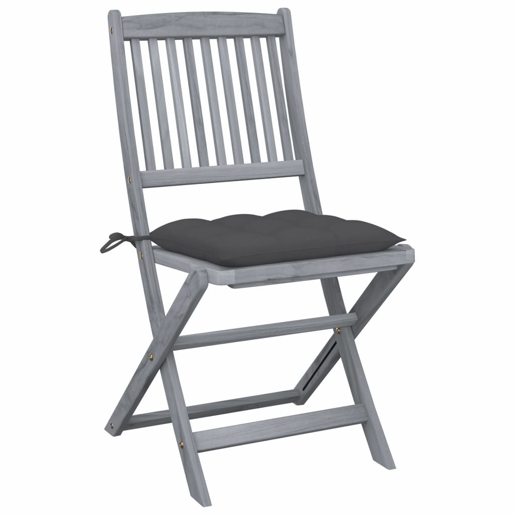 Folding Outdoor Chairs 4 pcs with Cushions Solid Acacia Wood