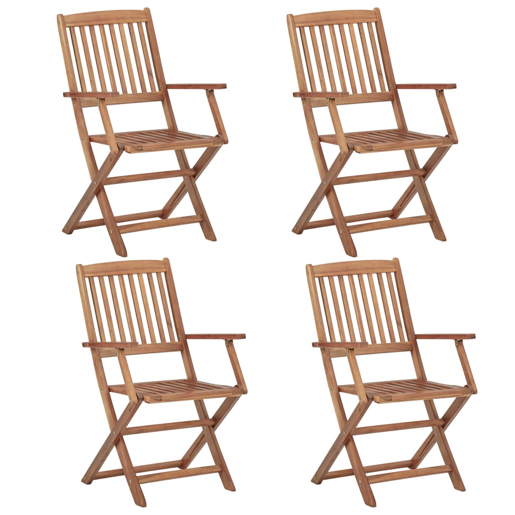 Folding Chairs 4 pcs with Cushions Solid Acacia Wood