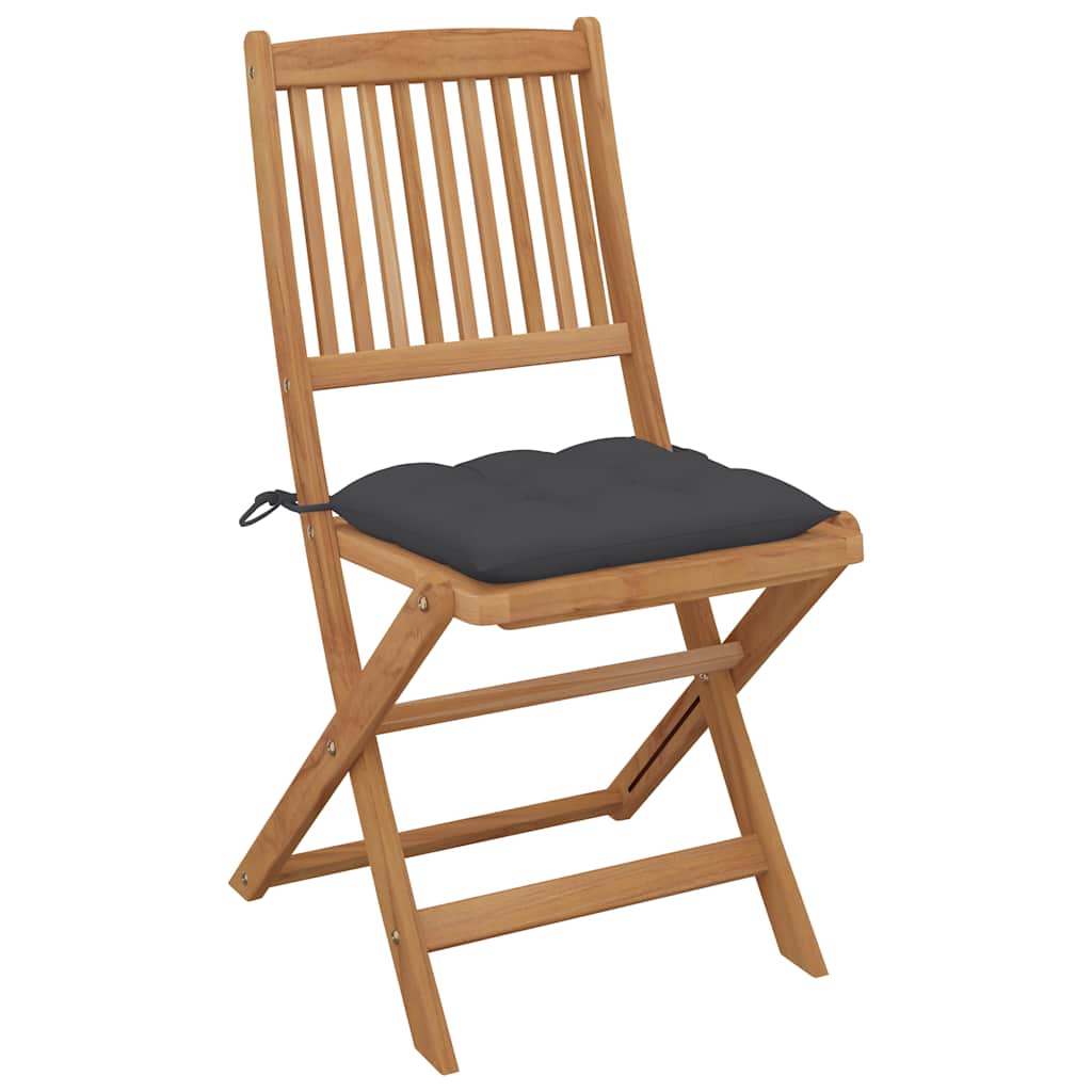 Folding Chairs 4 pcs with Cushions Solid Acacia Wood
