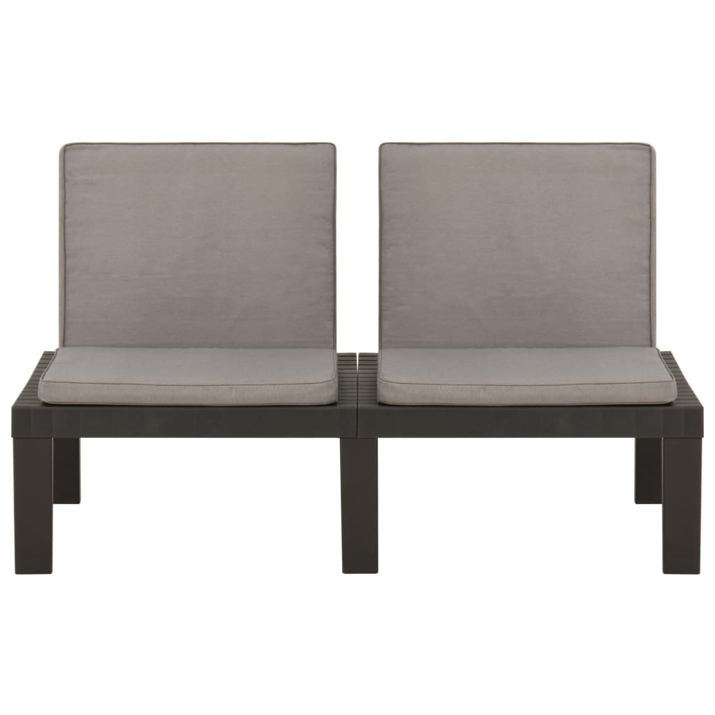 6 Piece Garden Lounge Set with Cushions Plastic Grey