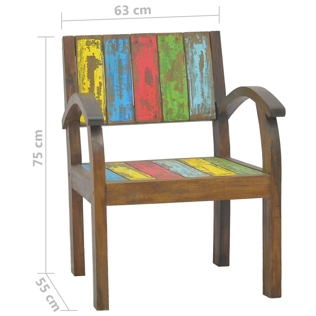 Armchair Multicolour Solid Reclaimed Wood