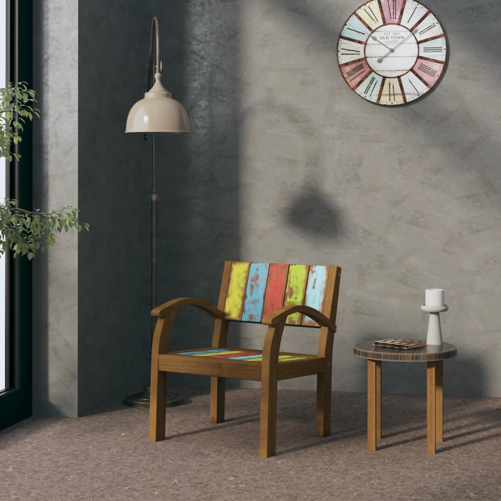 Armchair Multicolour Solid Reclaimed Wood