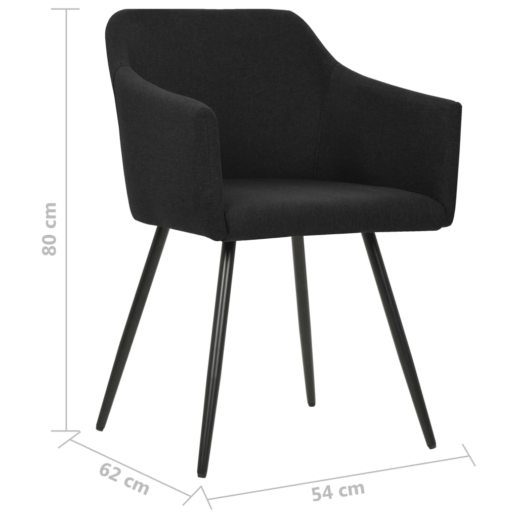 Dining Chairs 6 pcs Black Fabric