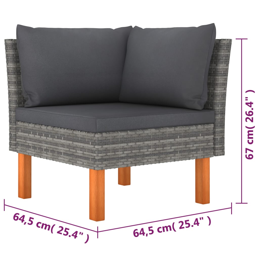 6 Piece Garden Lounge Set with Cushions Poly Rattan Grey