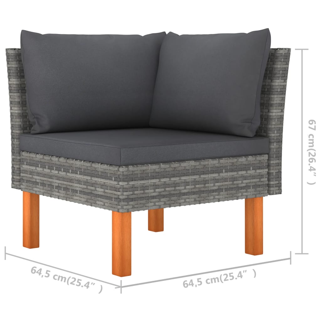 12 Piece Garden Lounge Set with Cushions Poly Rattan Grey