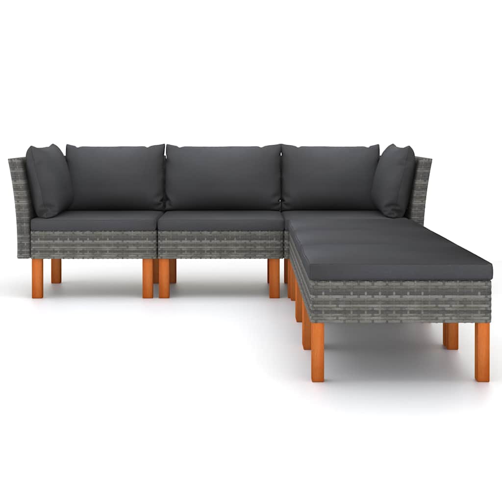 6 Piece Garden Lounge Set with Cushions Poly Rattan Grey