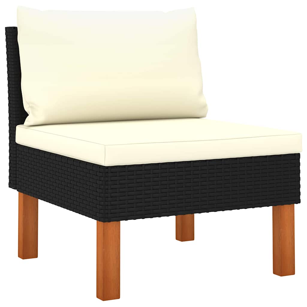12 Piece Garden Lounge Set with Cushions Poly Rattan Black