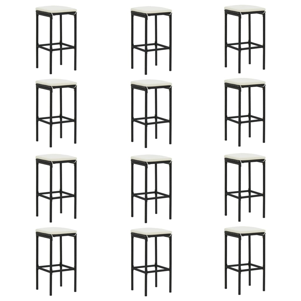16 Piece Garden Bar Set with Cushions Poly Rattan Black