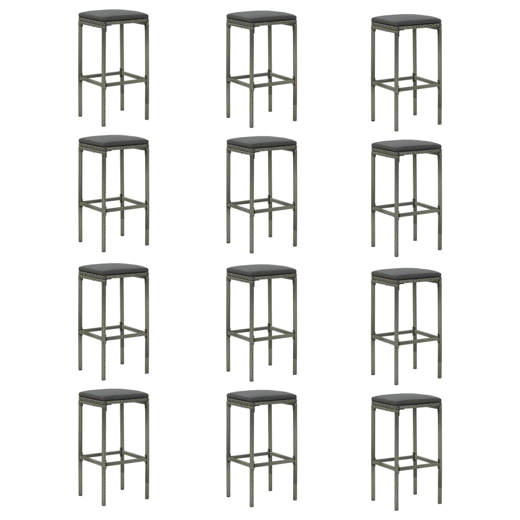 16 Piece Garden Bar Set with Cushions Poly Rattan Grey