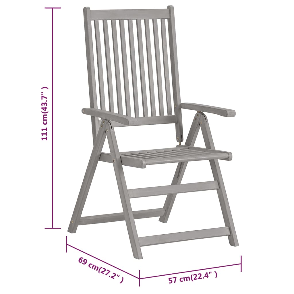 Garden Reclining Chairs 6 pcs with Cushions Solid Acacia Wood