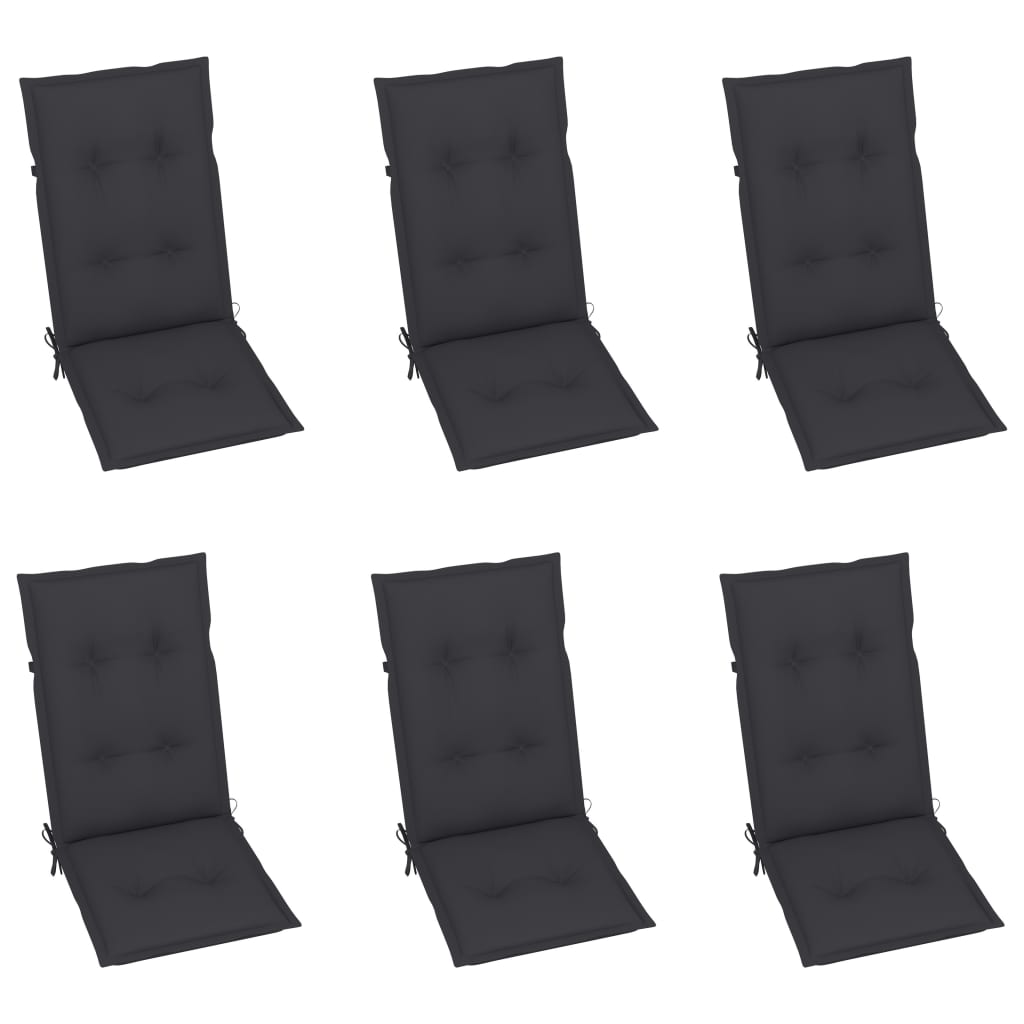 Garden Reclining Chairs 6 pcs with Cushions Solid Acacia Wood
