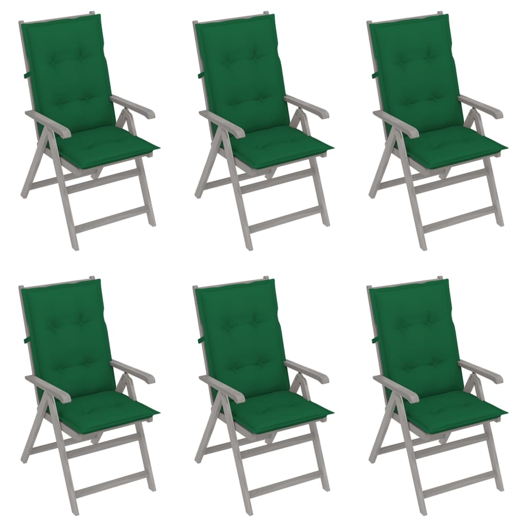 Garden Reclining Chairs 6 pcs with Cushions Solid Acacia Wood