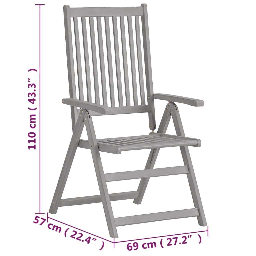Garden Reclining Chairs 6 pcs with Cushions Solid Acacia Wood