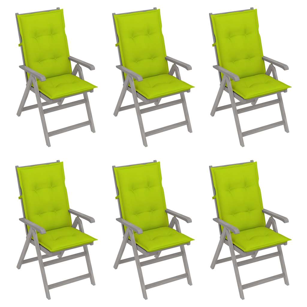 Garden Reclining Chairs 6 pcs with Cushions Solid Acacia Wood