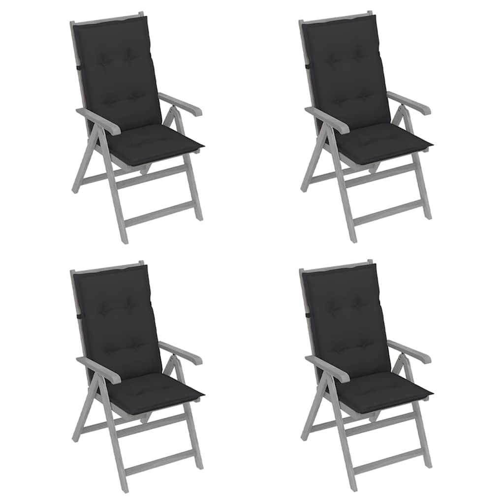 Garden Reclining Chairs 4 pcs with Cushions Solid Acacia Wood