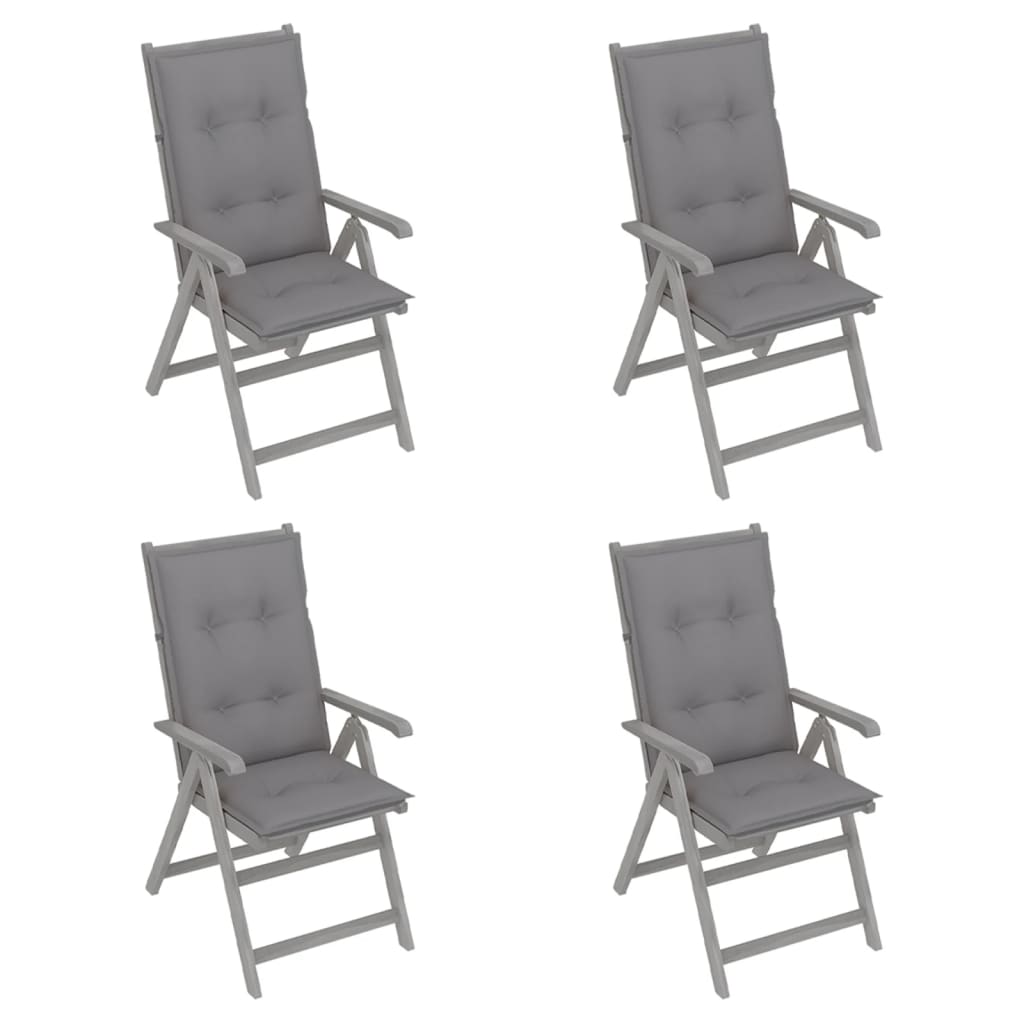 Garden Reclining Chairs 4 pcs with Cushions Solid Acacia Wood