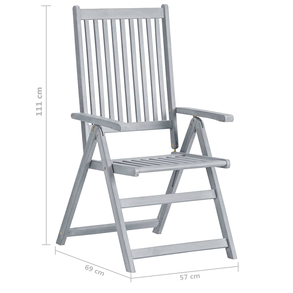 Garden Reclining Chairs 4 pcs with Cushions Solid Acacia Wood